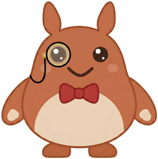 Shrinky, the terra-cotta mascot of Shrink Books, wearing a gold monocle and a red bow tie